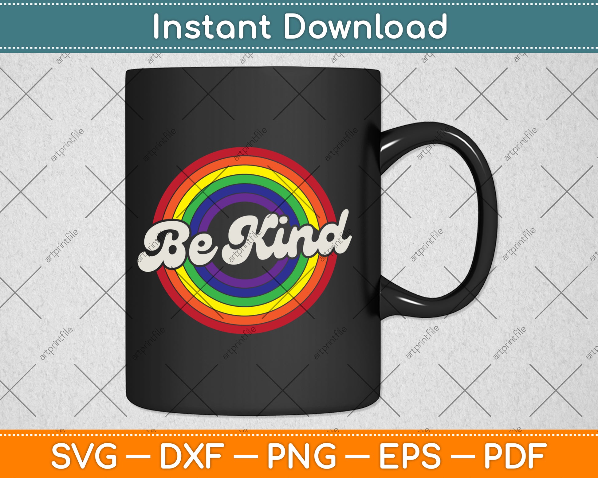LGBTQ Be Kind Gay Pride LGBT Ally Rainbow Flag Retro Vintage Svg Digital Cutting File