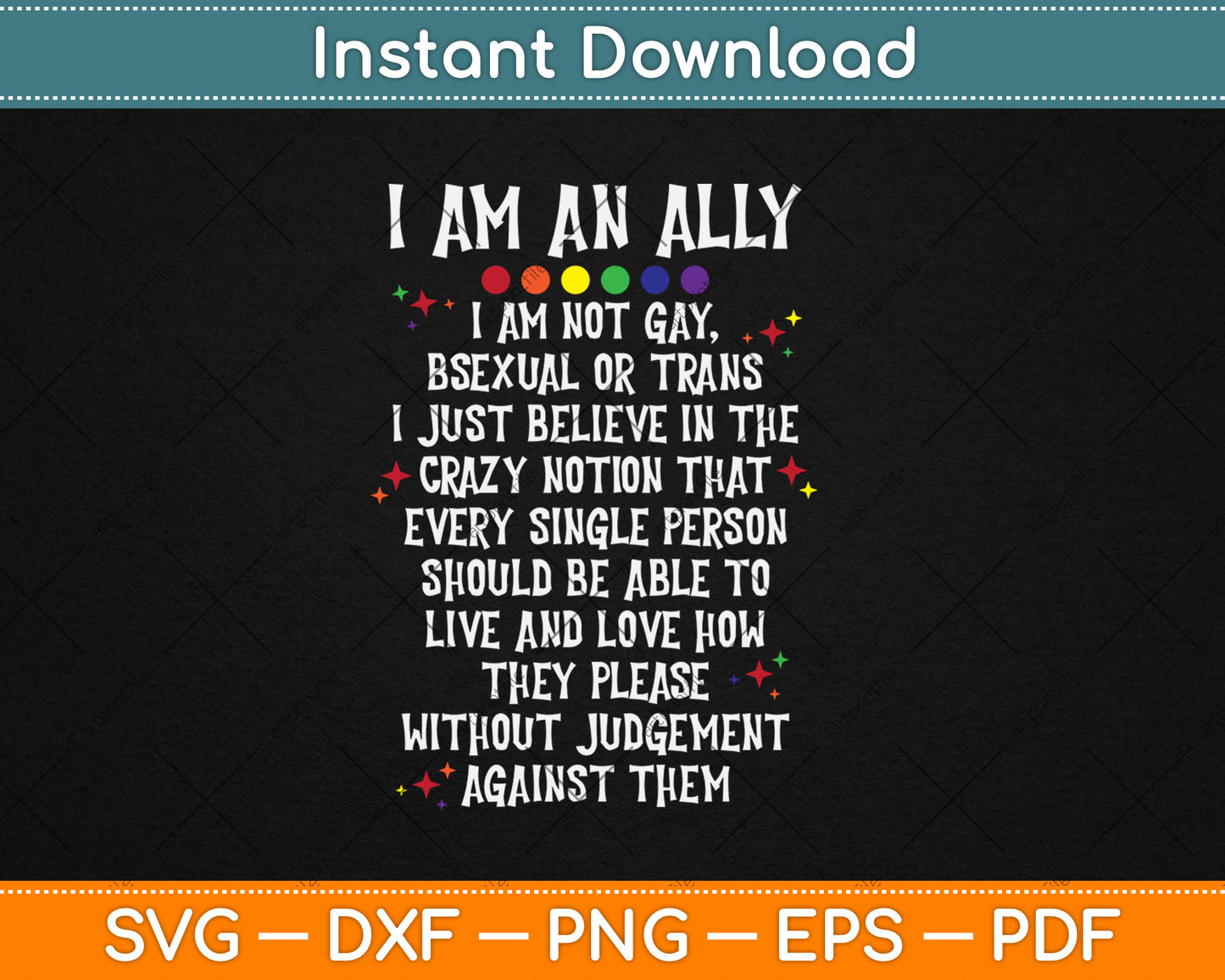 LGBTQ Retro I Am An Ally I'm Not Gay Bisexual Or Trans Svg Digital Cutting File