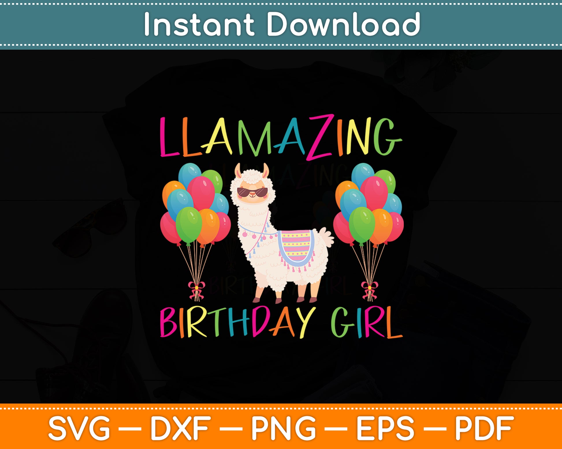 LLamazing Birthday Girl Llama Party Alpaca Balloons Svg Digital Cutting File