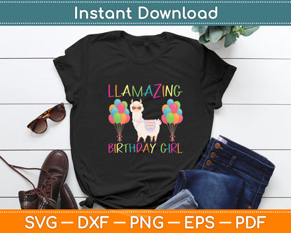 LLamazing Birthday Girl Llama Party Alpaca Balloons Svg Digital Cutting File