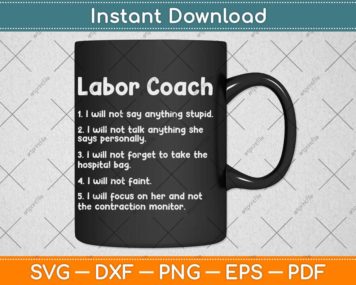 Labor Coach Expecting Dad Rules Papa Funny Baby Svg Digital Cutting File
