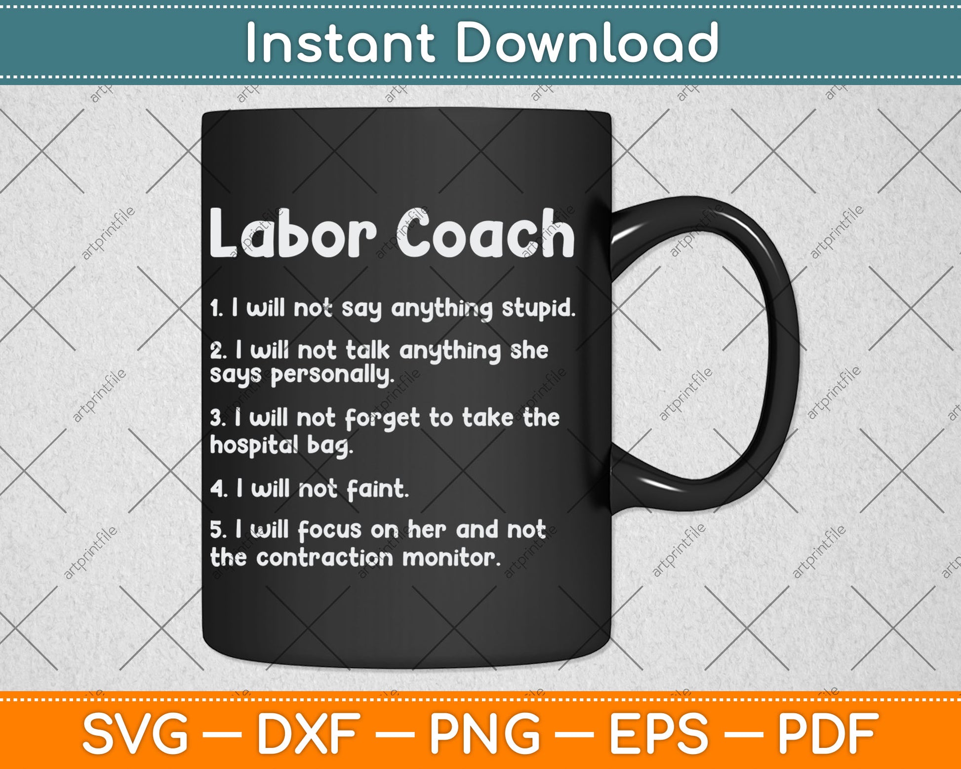 Labor Coach Expecting Dad Rules Papa Funny Baby Svg Digital Cutting File