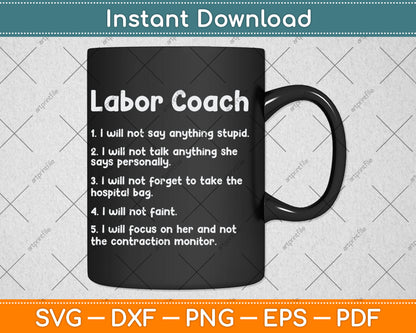 Labor Coach Expecting Dad Rules Papa Funny Baby Svg Digital Cutting File