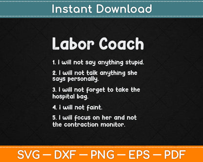 Labor Coach Expecting Dad Rules Papa Funny Baby Svg Digital Cutting File