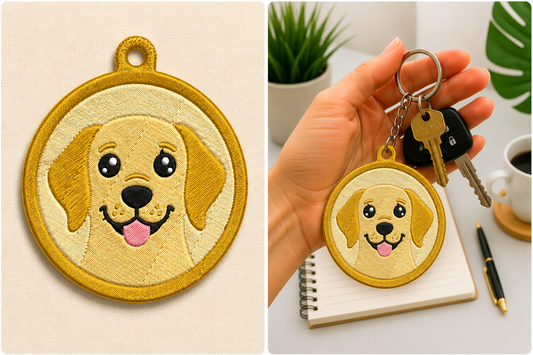 Labrador Dog Keychain Embroidery