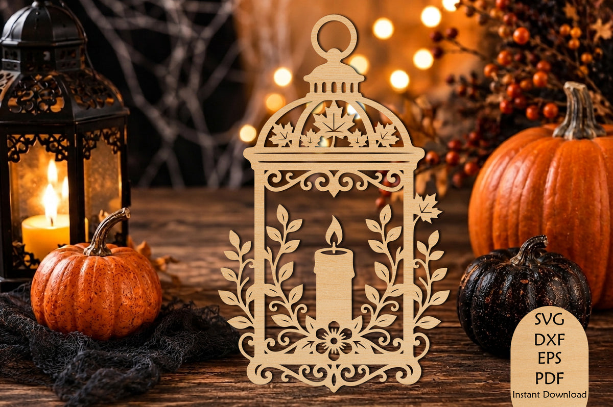 Lantern Candle Autumn Laser Cut SVG