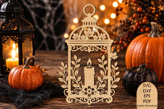 Lantern Candle Autumn Laser Cut SVG