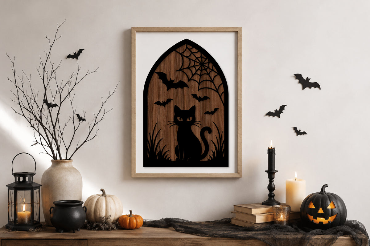 Laser Cut Black Cat Wall Art SVG