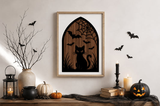 Laser Cut Black Cat Wall Art SVG