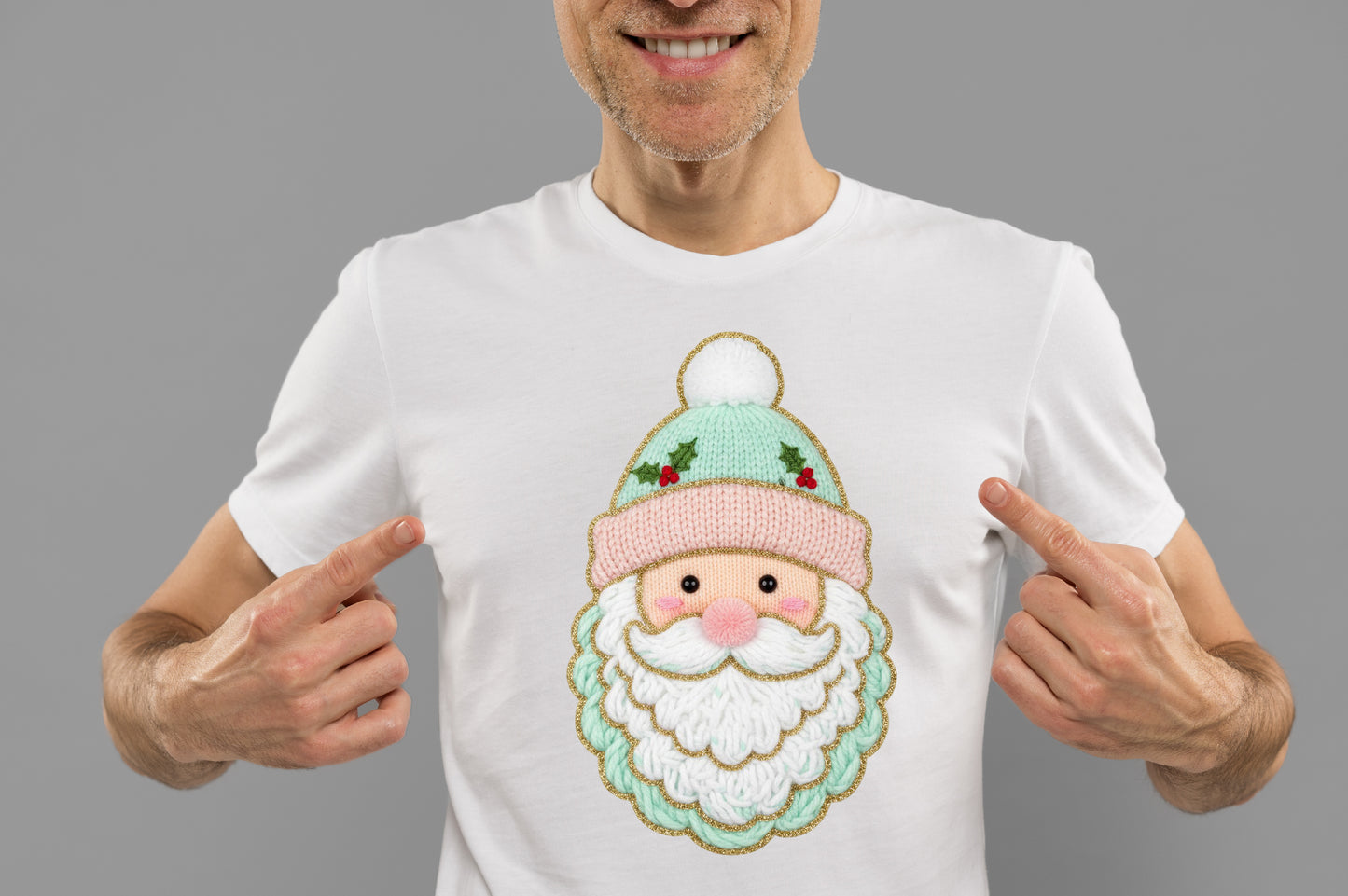 Faux Yarn Crochet Santa Christmas PNG
