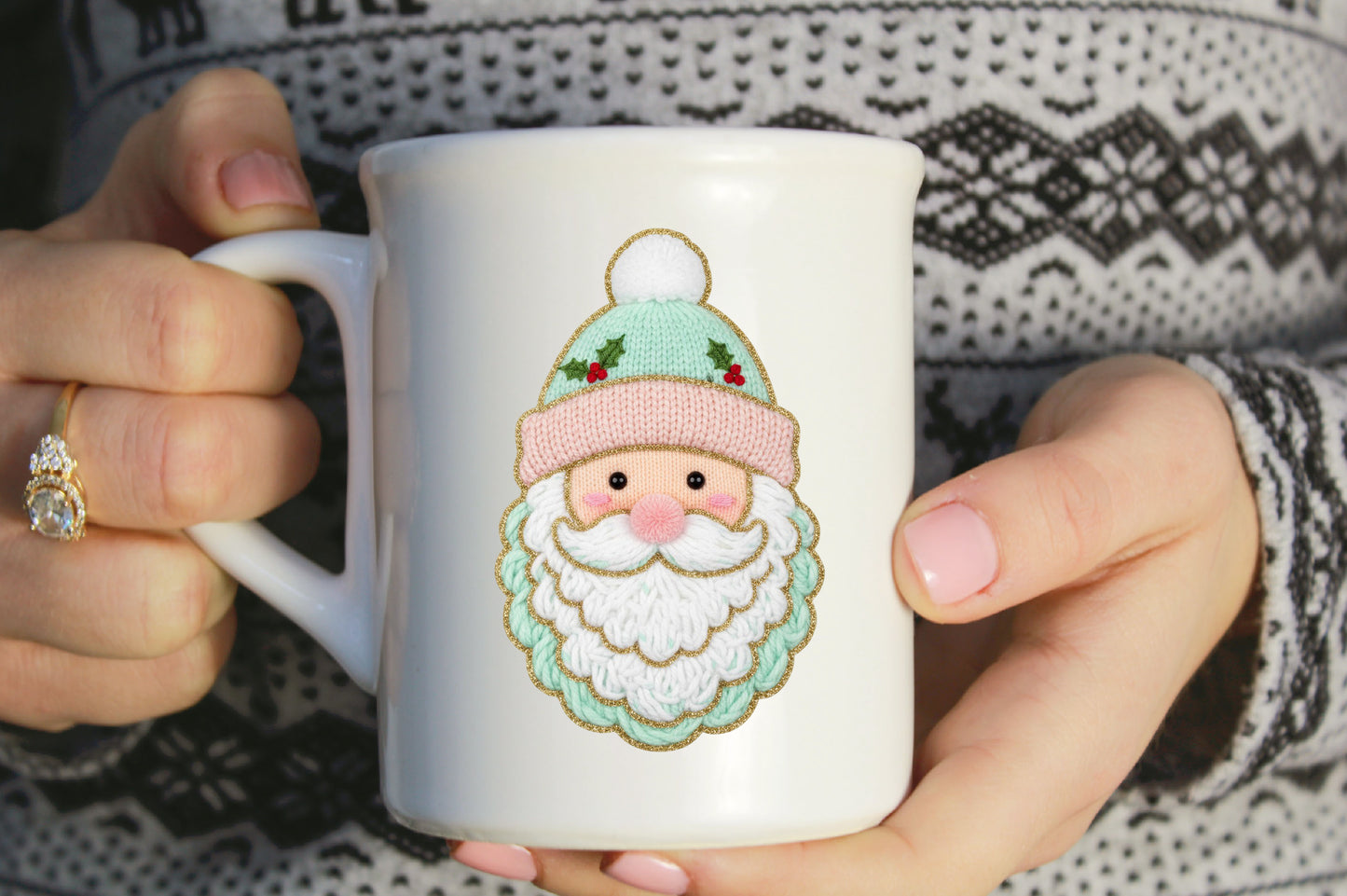 Faux Yarn Crochet Santa Christmas PNG