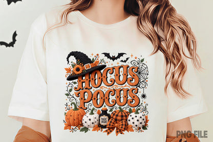 Hocus Pocus Halloween Pumpkin Witch Hat Yarn Crochet PNG Sublimation