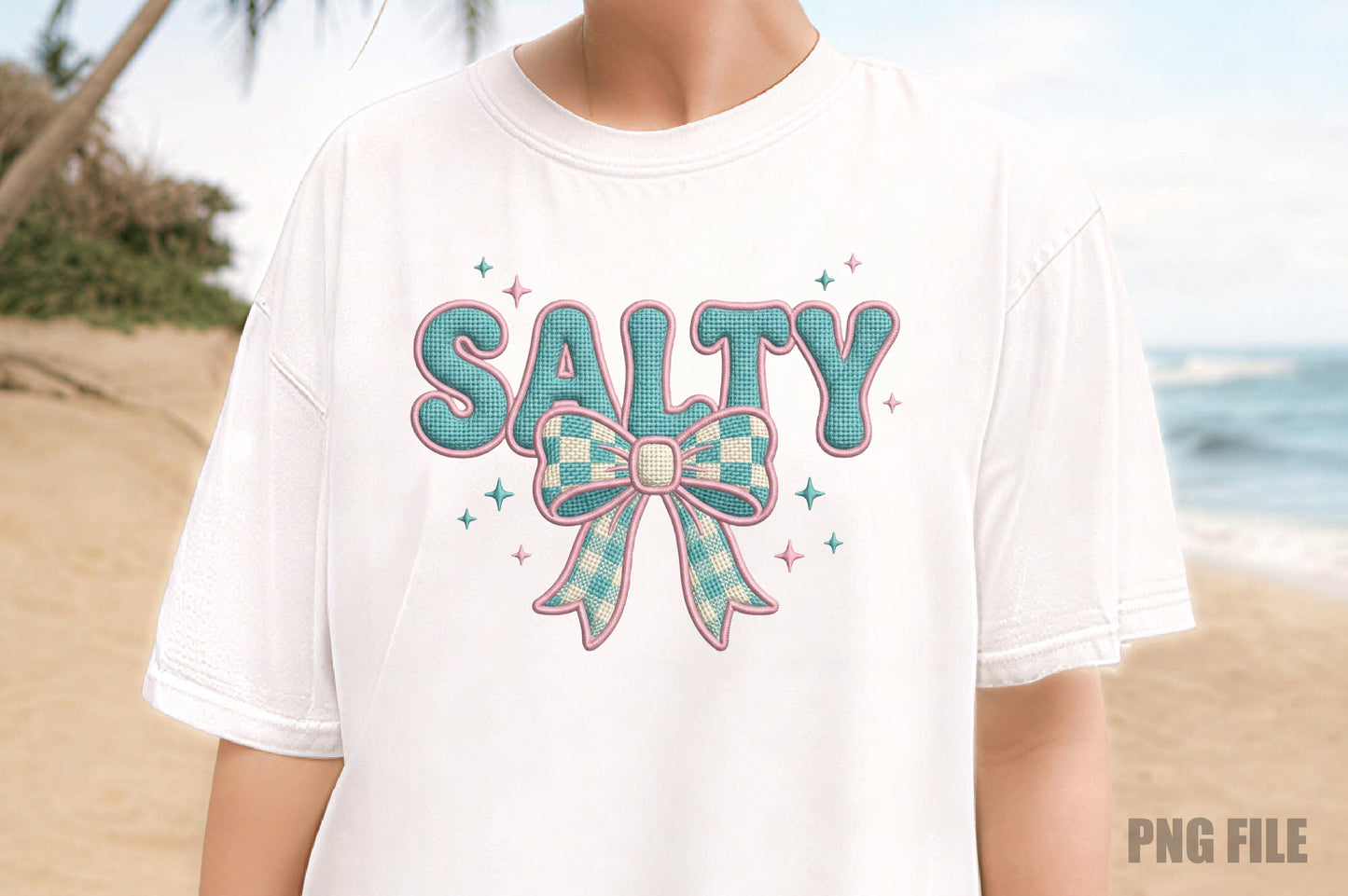Salty Summer Bow PNG, Cute Coastal Beach Summer Sublimation Design