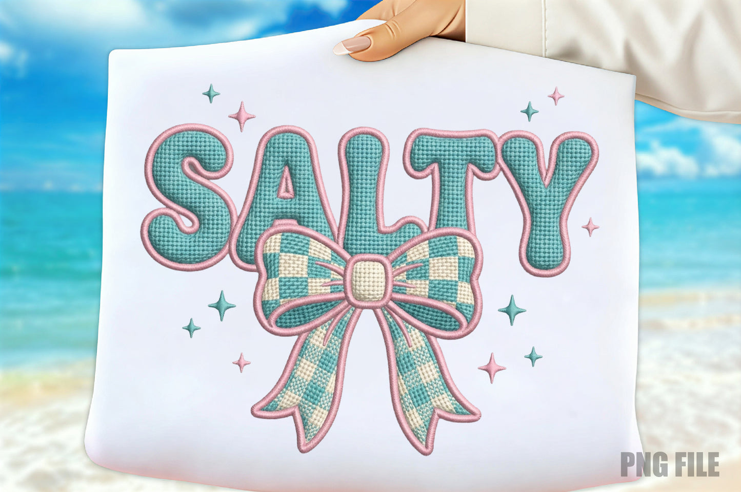 Salty Summer Bow PNG, Cute Coastal Beach Summer Sublimation Design