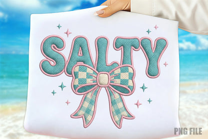 Salty Summer Bow PNG, Cute Coastal Beach Summer Sublimation Design