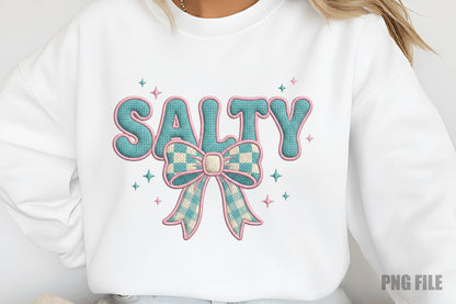 Salty Summer Bow PNG, Cute Coastal Beach Summer Sublimation Design