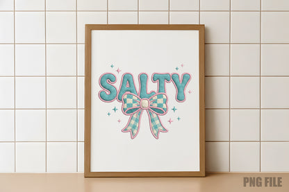 Salty Summer Bow PNG, Cute Coastal Beach Summer Sublimation Design