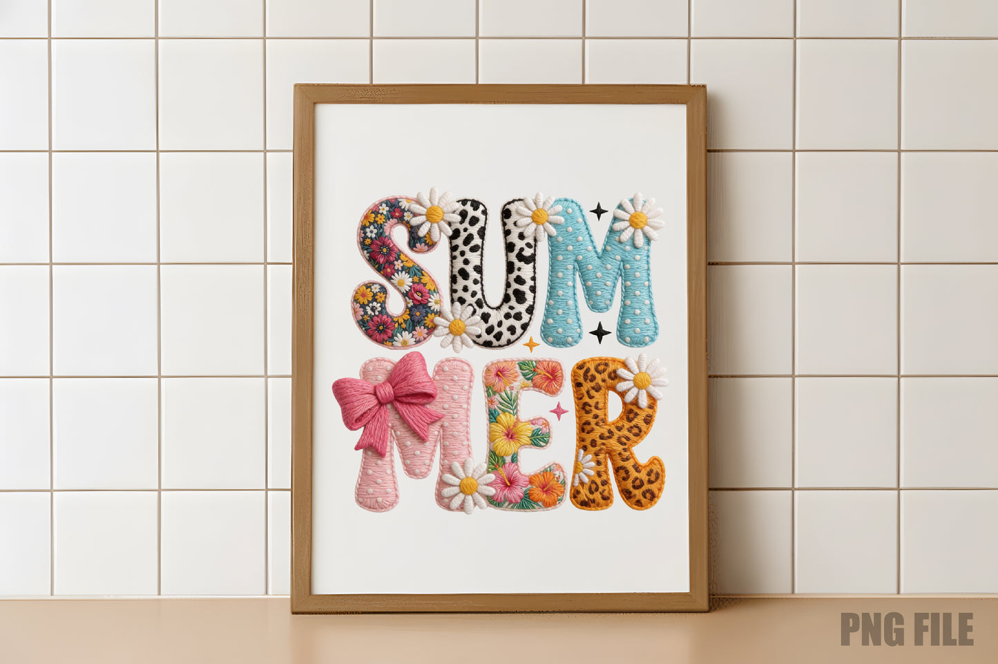 Summer Floral Cowgirl Monogram PNG, Cute Western Wildflower Sublimation Design