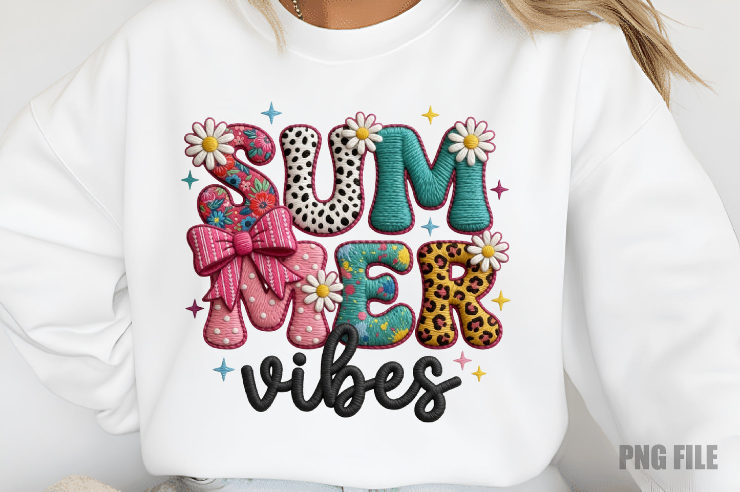 Summer Vibes PNG, Cute Floral Bow Leopard Summer Sublimation Design