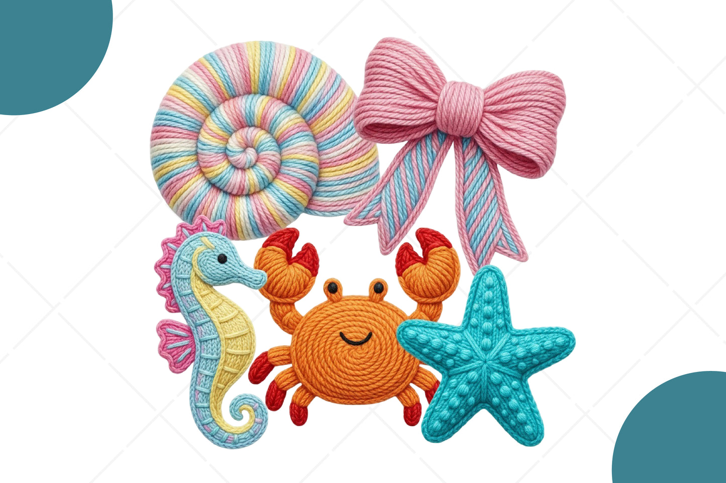 Summer Beach Clipart PNG, Cute Sea Life Bow Seashell Sublimation Design