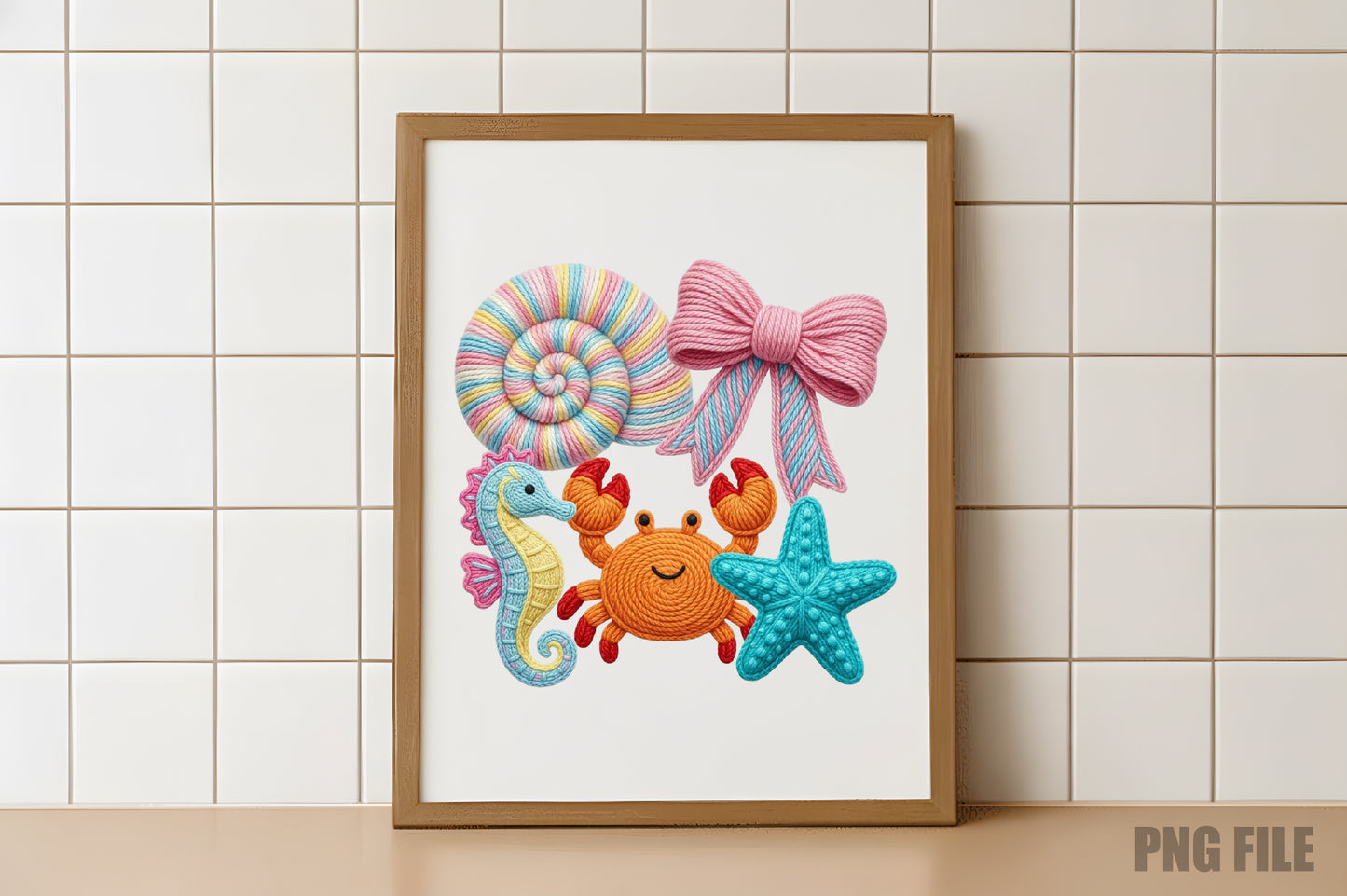 Summer Beach Clipart PNG, Cute Sea Life Bow Seashell Sublimation Design