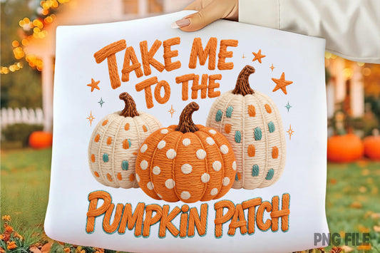 Take Me to the Pumpkin Patch Yarn Pumpkin Fall Halloween PNG Sublimation