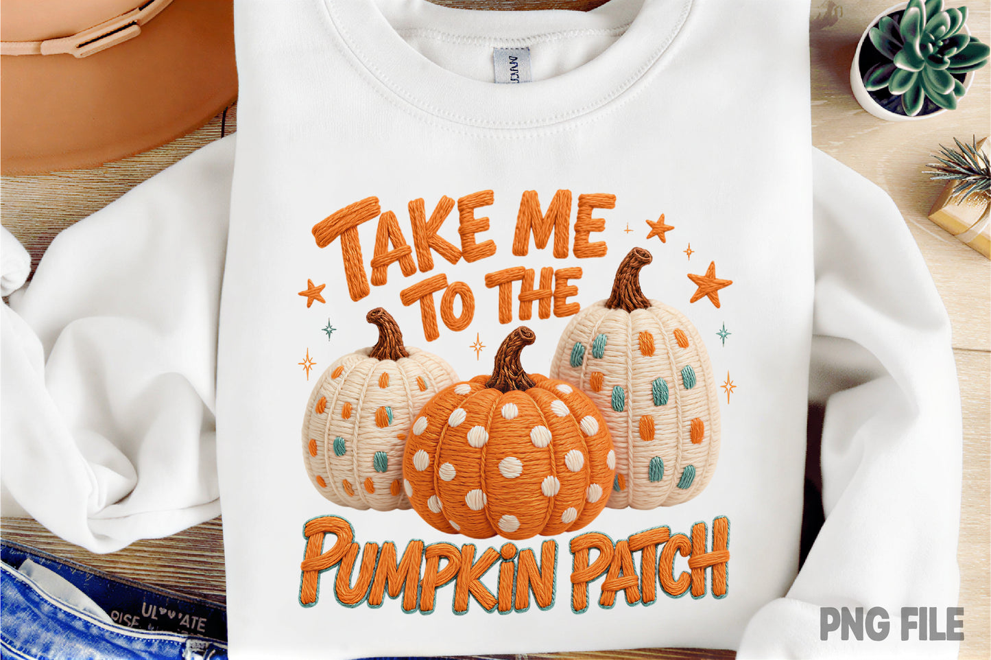 Take Me to the Pumpkin Patch Yarn Pumpkin Fall Halloween PNG Sublimation