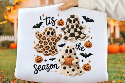 Faux Yarn Halloween Ghosts Tis the Season PNG Cute Spooky Sublimation