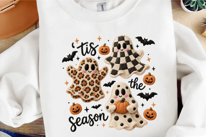 Faux Yarn Halloween Ghosts Tis the Season PNG Cute Spooky Sublimation
