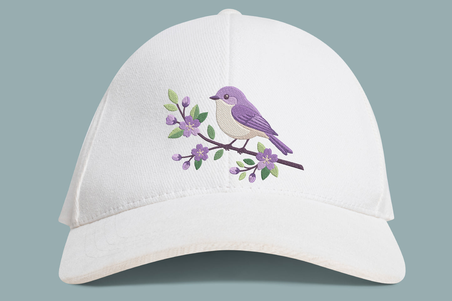 Lavender Bird Embroidery Design – Beautiful Bird & Lavender Flower Machine Embroidery Pattern, Elegant Botanical Nature Embroidery Design