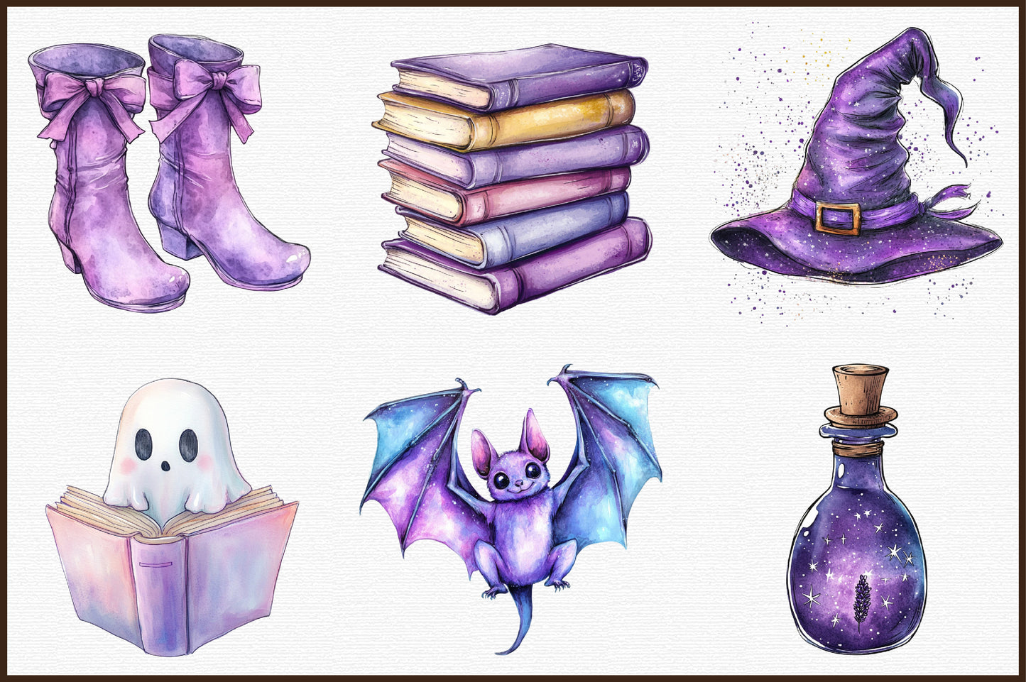 Lavender Halloween Clipart Purple Spooky PNG Bundle