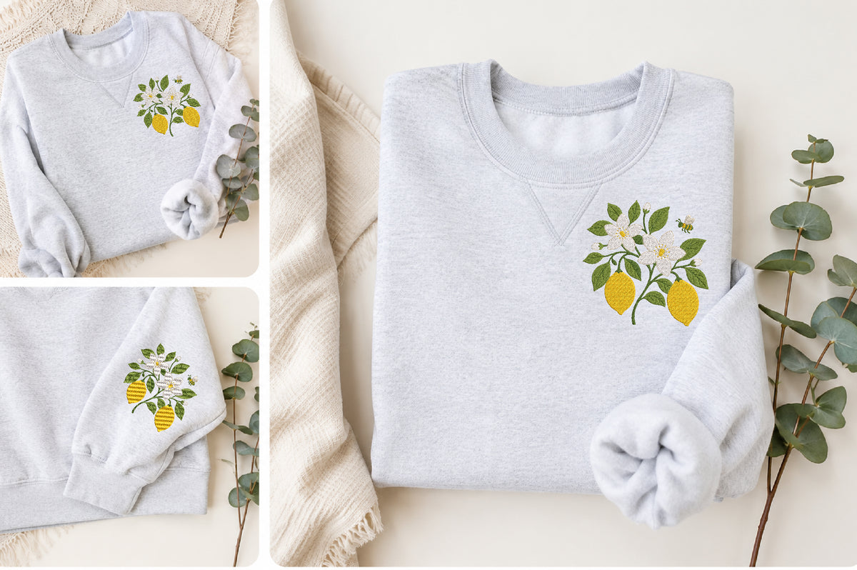 Lemon Bee Embroidery Design