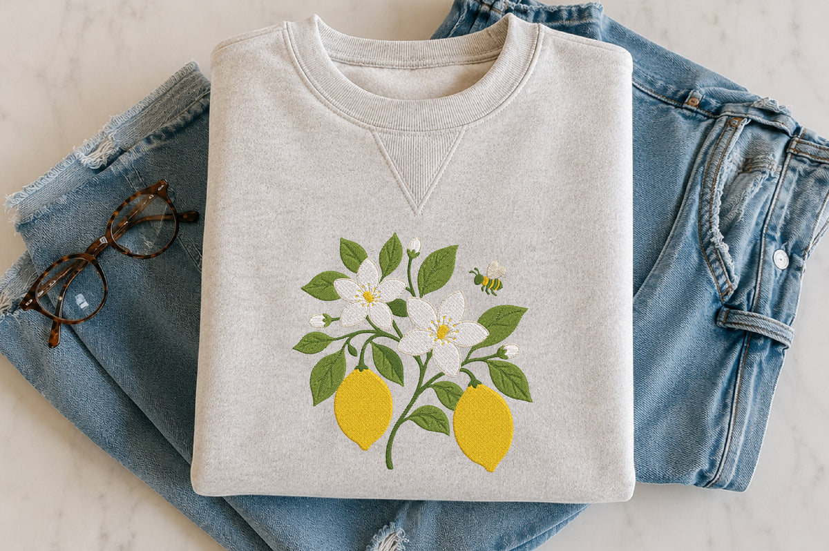 Lemon Bee Embroidery Design
