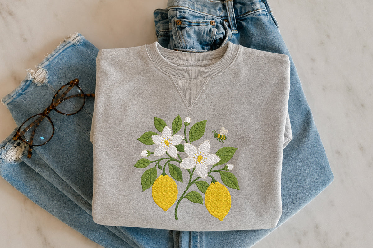 Lemon Bee Embroidery Design