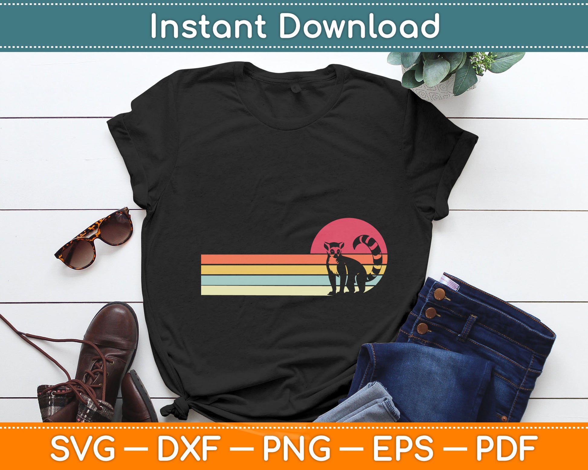 Lemur Lemuren Vintage Svg Digital Cutting File