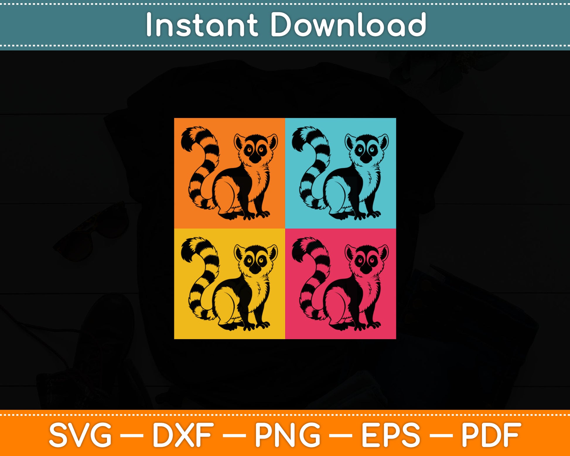 Lemur Pop Art - Zookeeper Animal Researcher Lemur Lover Svg Digital Cutting File