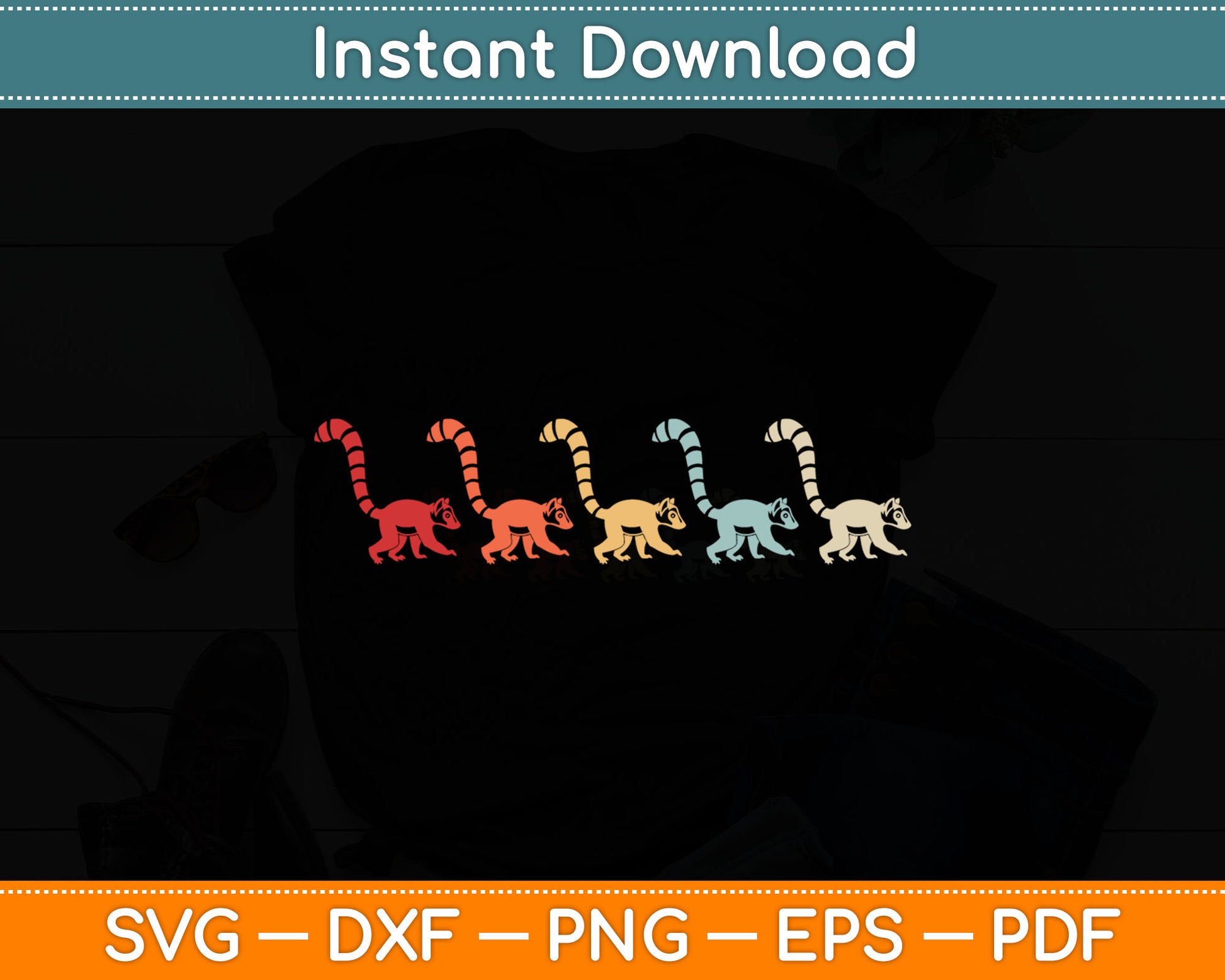 Lemur Retro Vintage Lemur Svg Digital Cutting File