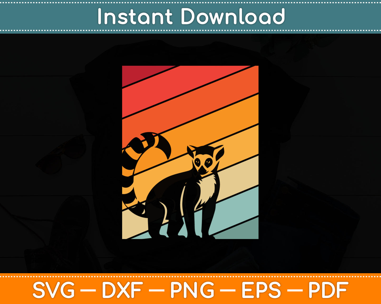 Lemur Vintage Retro Style Svg Digital Cutting File