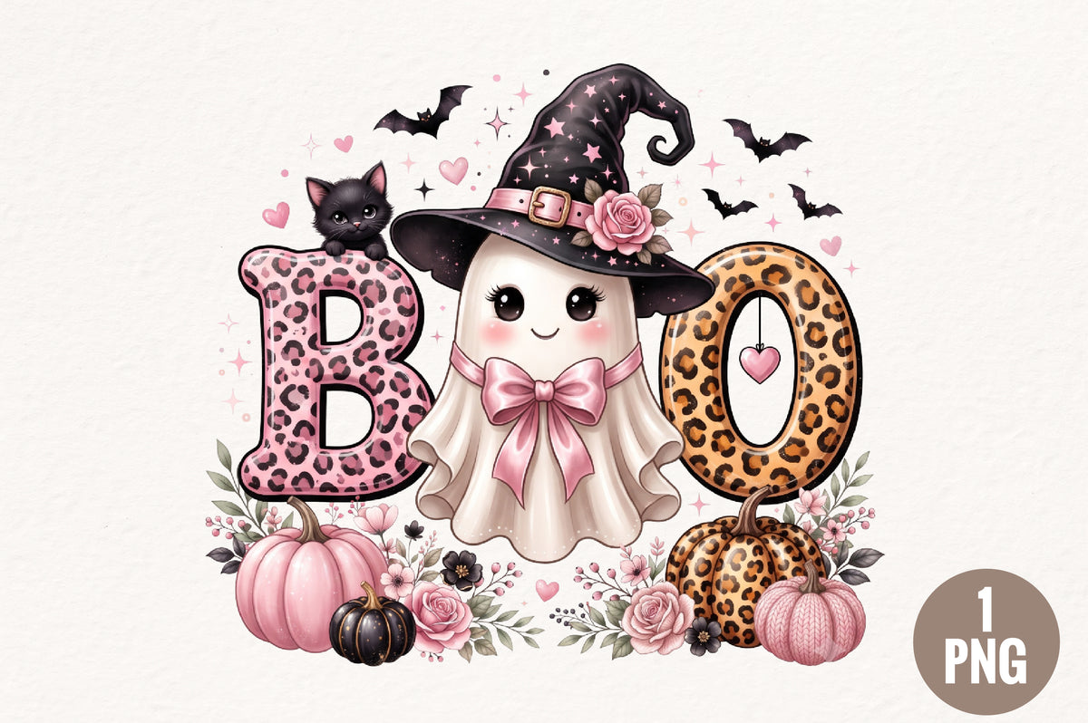 Leopard BOO Halloween PNG