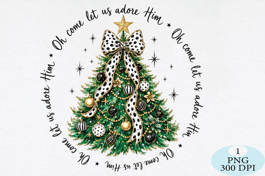 Leopard Bow Christmas Tree PNG