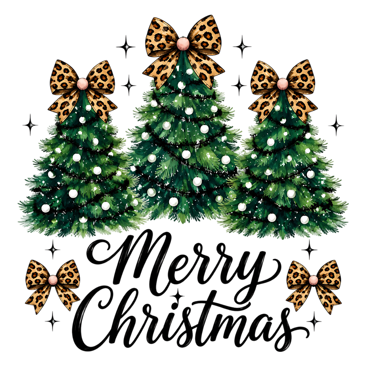 Leopard Bow Christmas Trees PNG