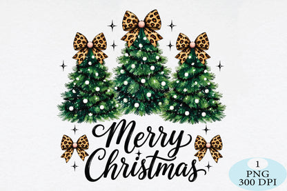 Leopard Bow Christmas Trees PNG