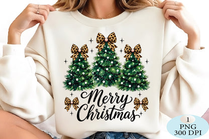 Leopard Bow Christmas Trees PNG