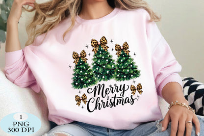 Leopard Bow Christmas Trees PNG