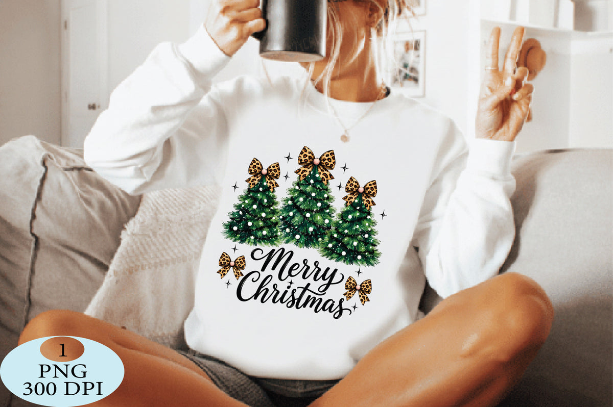 Leopard Bow Christmas Trees PNG
