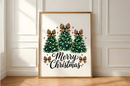 Leopard Bow Christmas Trees PNG