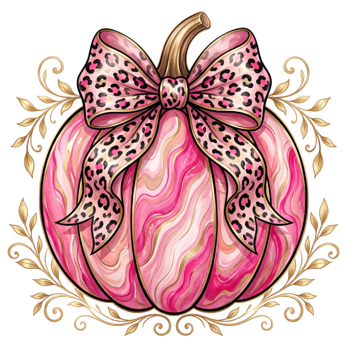 Leopard Bow Girly Autumn Pumpkin PNG