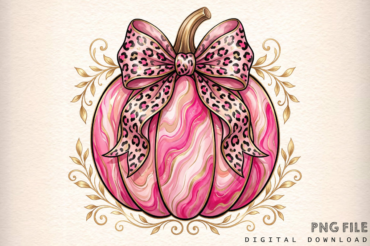 Leopard Bow Girly Autumn Pumpkin PNG