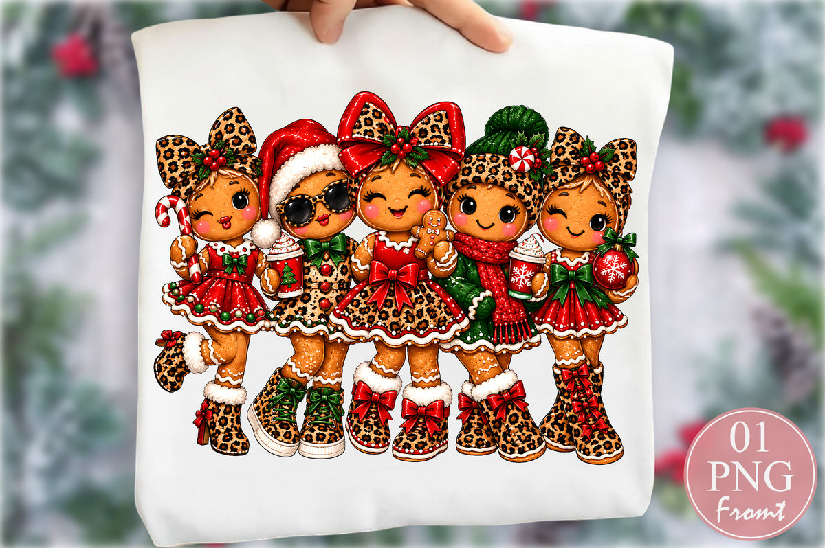 Leopard Gingerbread Girls Christmas PNG