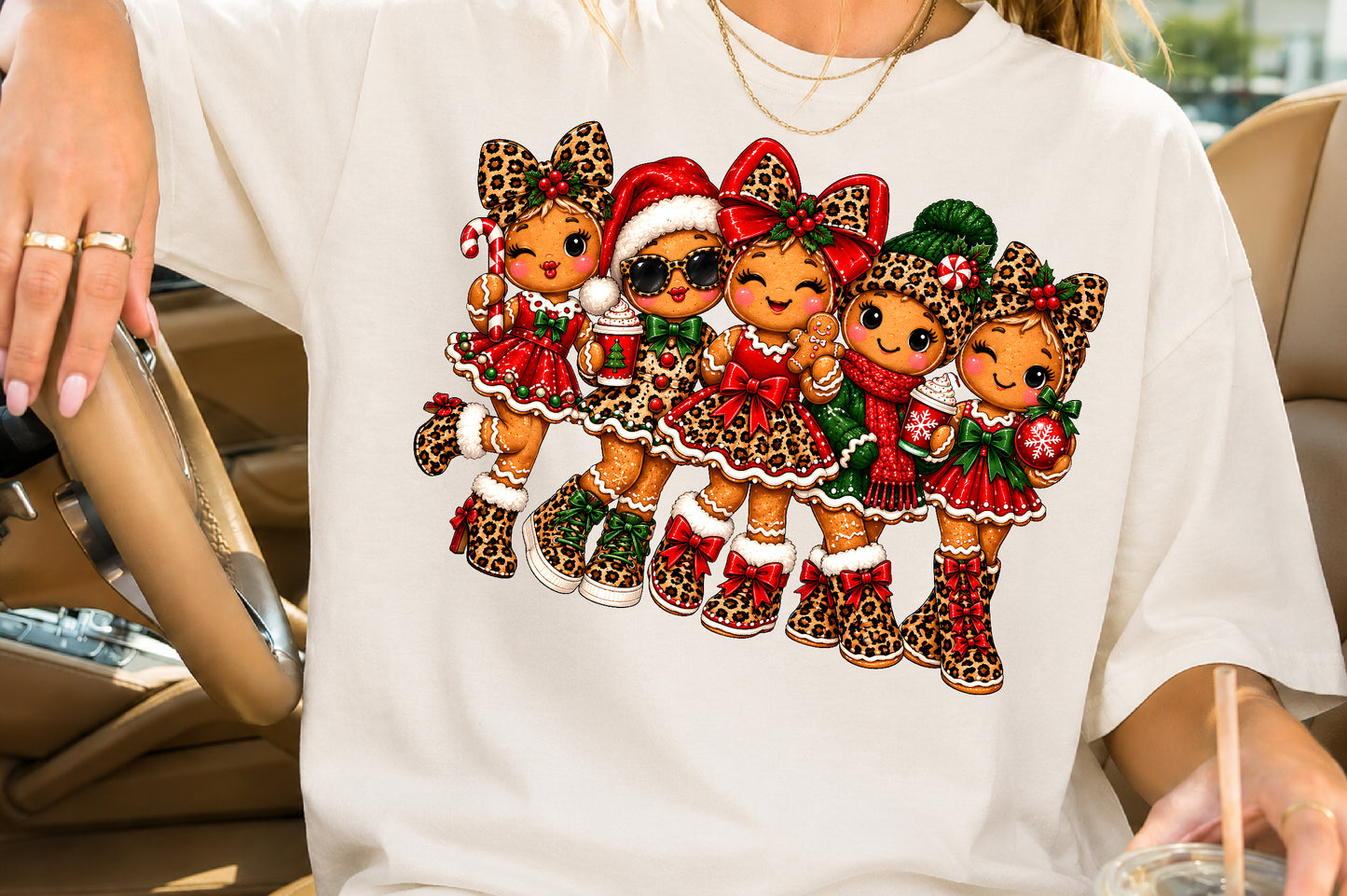 Leopard Gingerbread Girls Christmas PNG
